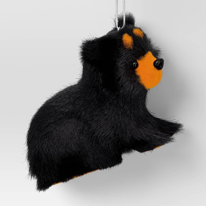 slide 1 of 3, 3.5" Christmas Faux Fur Animals Black Bear - Wondershop™, 1 ct
