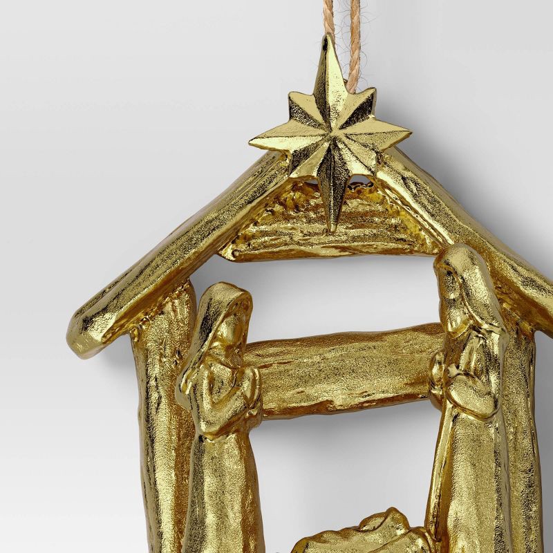 slide 3 of 3, Christmas Gold Resin Nativity Scene Ornament - Wondershop™, 1 ct