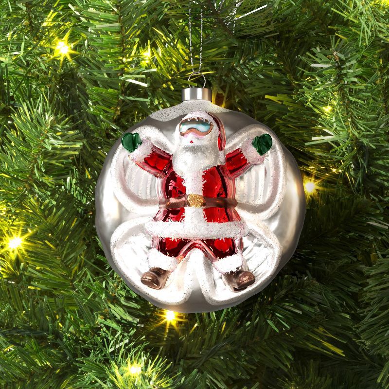 slide 2 of 3, Christmas Glass Santa in Snow Ornament - Wondershop™, 1 ct