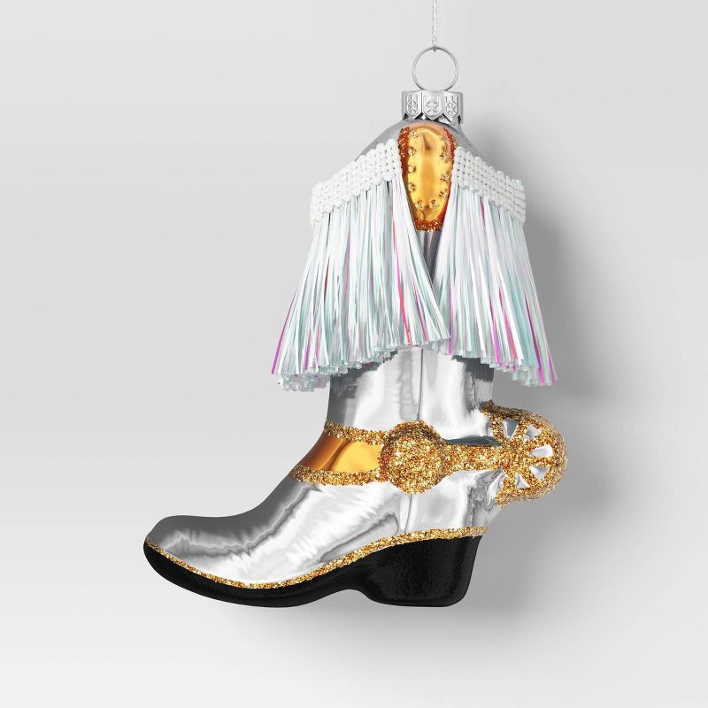slide 1 of 3, Christmas Glass Cowboy Boot Ornament - Wondershop™, 1 ct