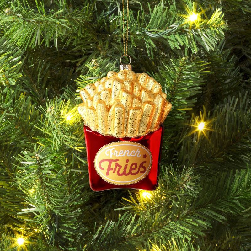 slide 2 of 3, 5.15" Christmas Glass French Fries Ornament - Wondershop™, 1 ct
