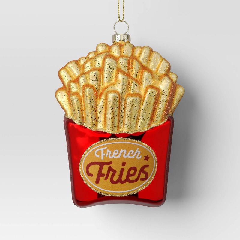 slide 1 of 3, 5.15" Christmas Glass French Fries Ornament - Wondershop™, 1 ct