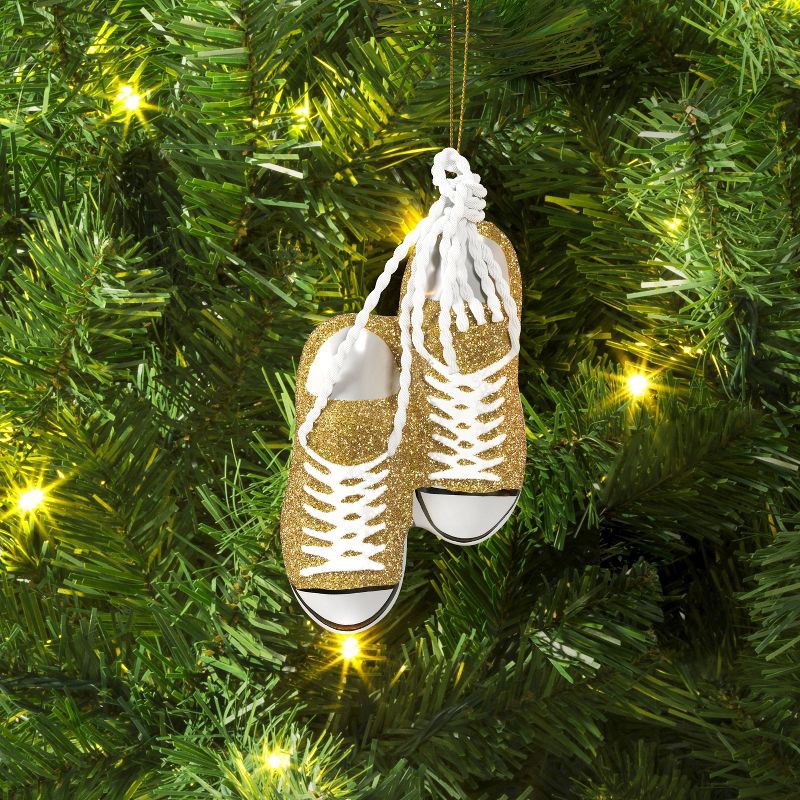 slide 2 of 3, Christmas Glass Golden Shoes Ornament - Wondershop™, 1 ct