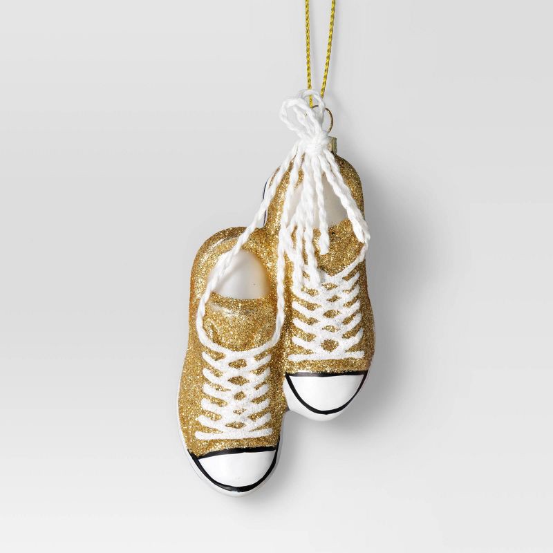 slide 1 of 3, Christmas Glass Golden Shoes Ornament - Wondershop™, 1 ct