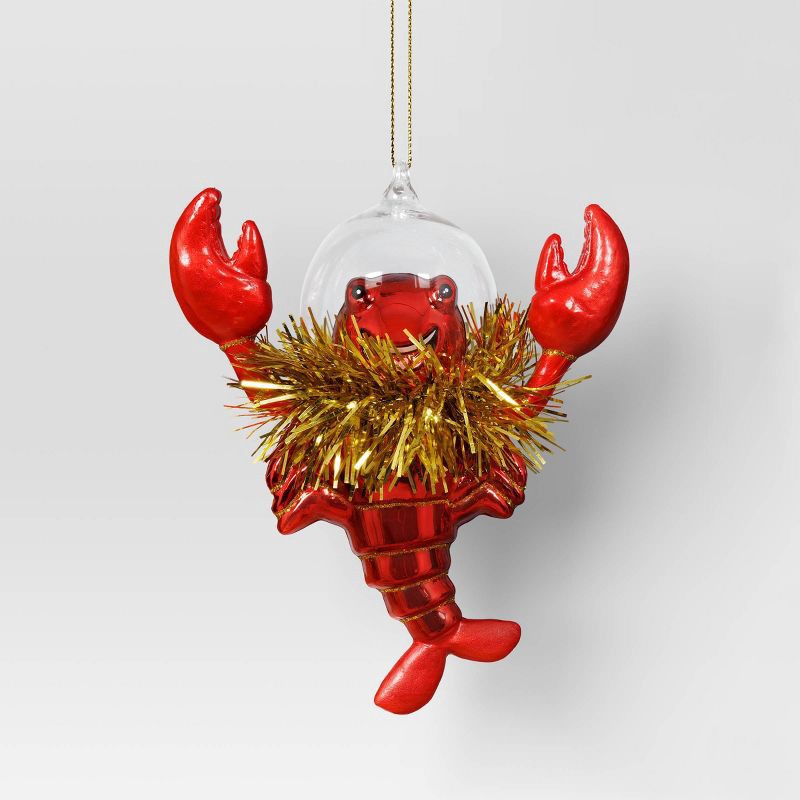 slide 1 of 3, Christmas Lobster with Tinsel Collar Ornament - Wondershop™, 1 ct