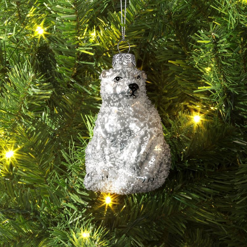 slide 2 of 3, Christmas Glass Polar Bear Ornament - Wondershop™, 1 ct
