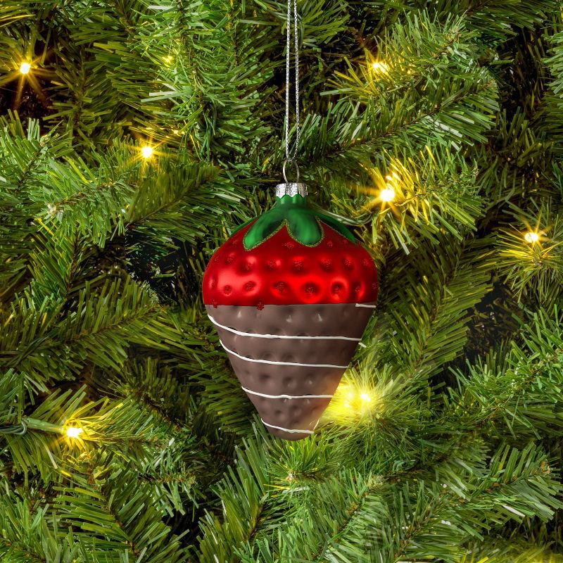 slide 2 of 3, Christmas Glass Chocolate Dipped Strawberry Ornament - Wondershop™, 1 ct