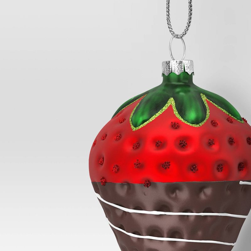 slide 3 of 3, Christmas Glass Chocolate Dipped Strawberry Ornament - Wondershop™, 1 ct