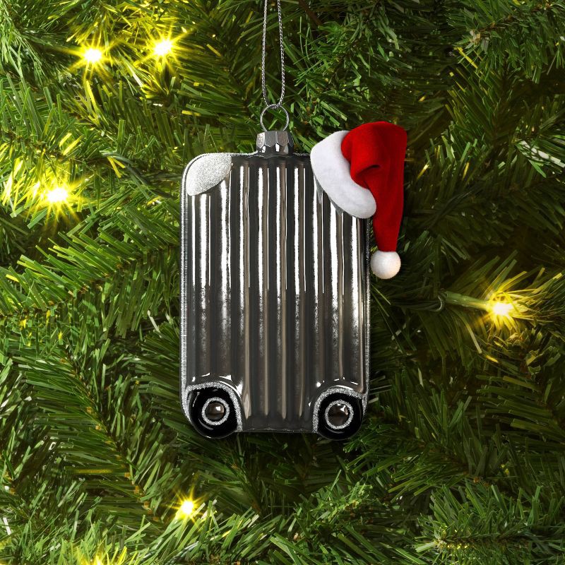 slide 2 of 3, Glass Suitcase Christmas Tree Ornament Silver - Wondershop™, 1 ct