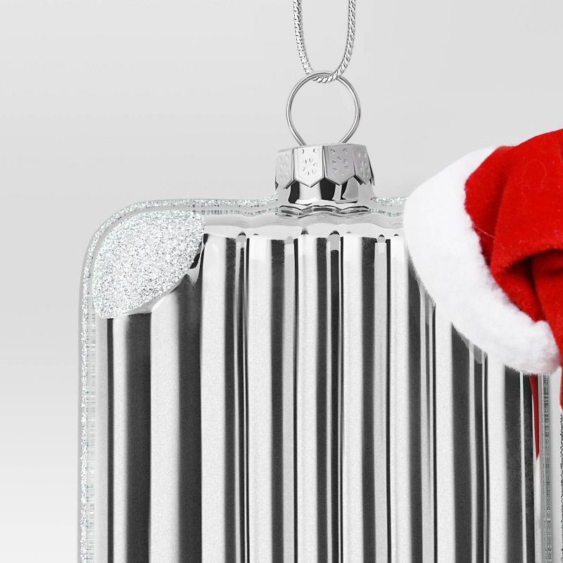 slide 3 of 3, Glass Suitcase Christmas Tree Ornament Silver - Wondershop™, 1 ct