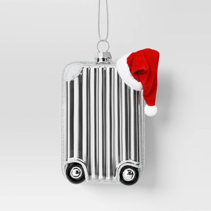 slide 1 of 3, Glass Suitcase Christmas Tree Ornament Silver - Wondershop™, 1 ct
