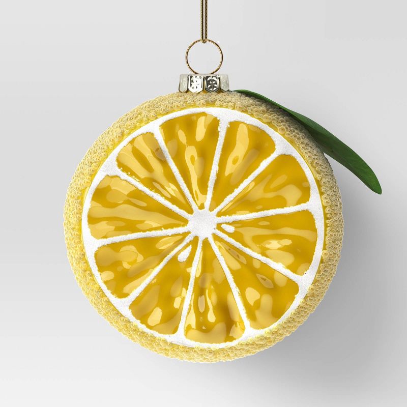 slide 1 of 3, Christmas Glass Sliced Open Lemon Ornament - Wondershop™, 1 ct