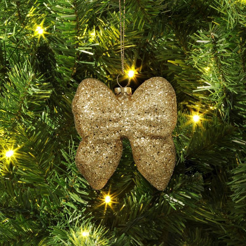 slide 2 of 3, Christmas Glass Shiny Champagne Bow Ornament - Wondershop™, 1 ct