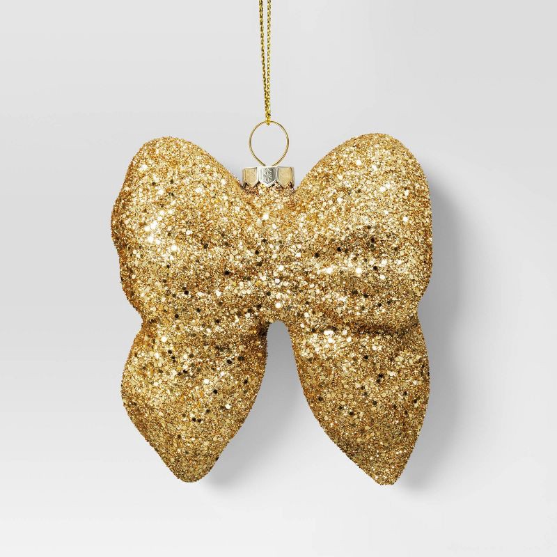 slide 1 of 3, Christmas Glass Shiny Champagne Bow Ornament - Wondershop™, 1 ct