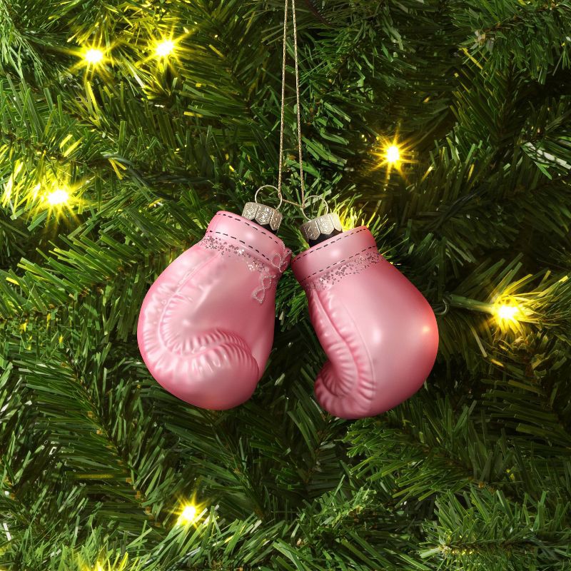 slide 2 of 3, Christmas Glass Pink Boxing Glove Ornament - Wondershop™, 1 ct