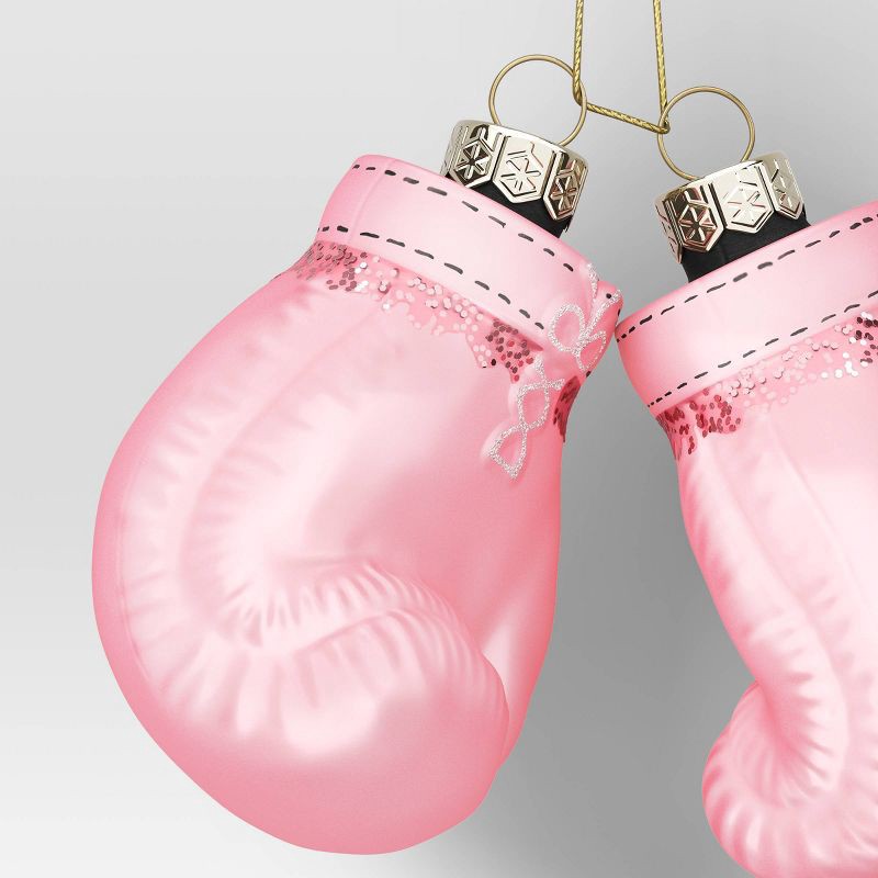 slide 3 of 3, Christmas Glass Pink Boxing Glove Ornament - Wondershop™, 1 ct