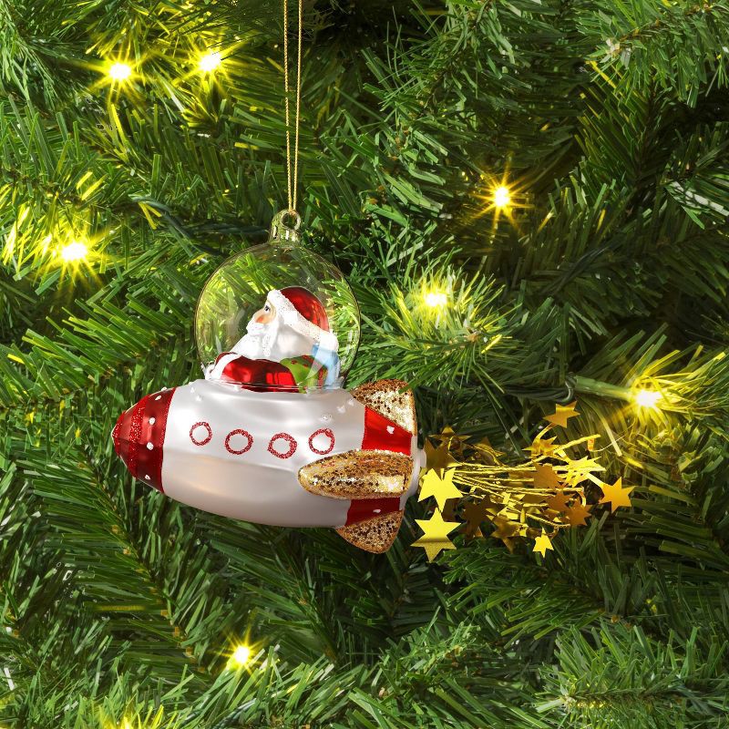 slide 2 of 3, Christmas Glass Red Santa on Spaceship Ornament - Wondershop™, 1 ct