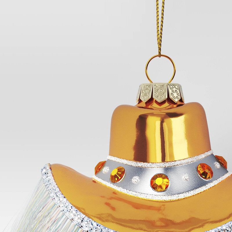 slide 3 of 3, Christmas Glass Gold Cowboy Hat Ornament - Wondershop™, 1 ct