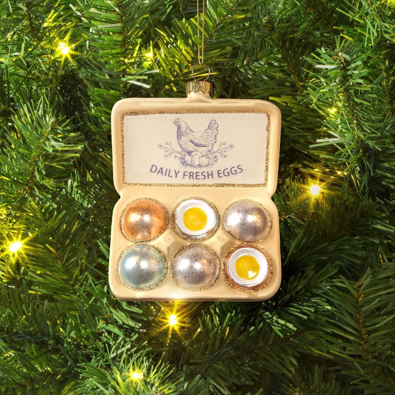 slide 2 of 3, Christmas Glass Carton of Eggs Ornament - Wondershop™, 1 ct