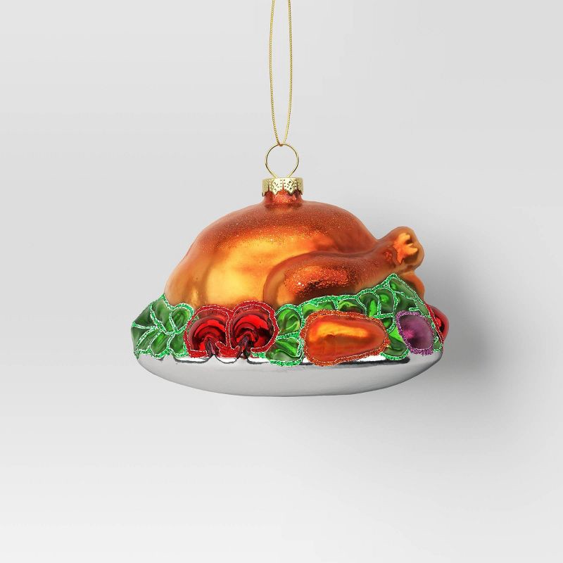 slide 1 of 3, Christmas Glass Turkey Platter Ornament - Wondershop™, 1 ct