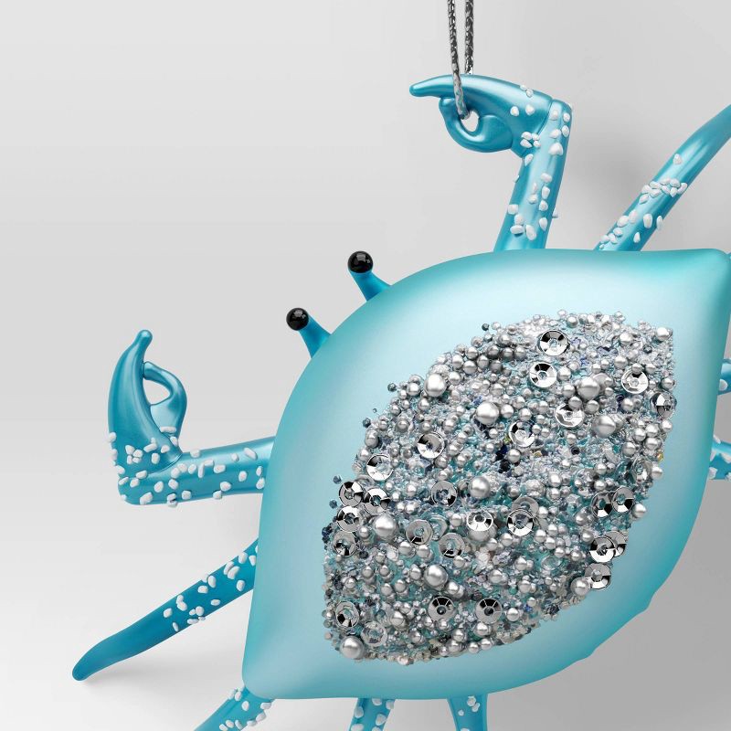 slide 3 of 3, Christmas Glass Crab with Sequin Ornament - Wondershop™, 1 ct