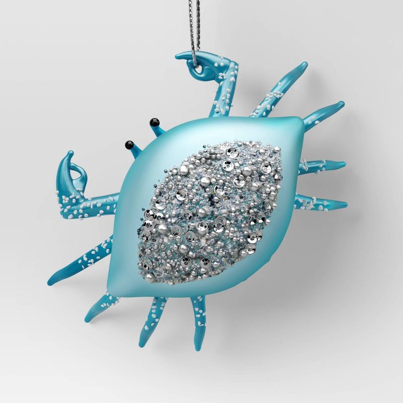 slide 1 of 3, Christmas Glass Crab with Sequin Ornament - Wondershop™, 1 ct