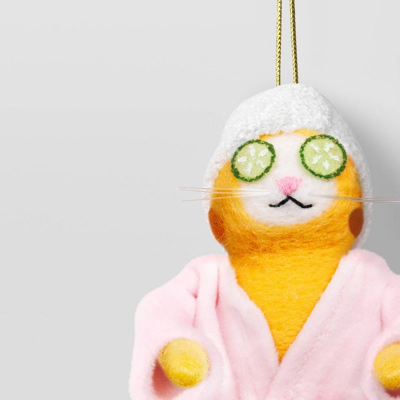 slide 3 of 3, Christmas Felted Wool Cat Ornament Robe - Wondershop™, 1 ct