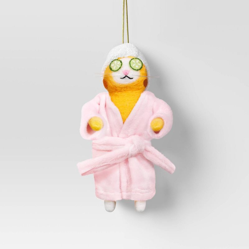 slide 1 of 3, Christmas Felted Wool Cat Ornament Robe - Wondershop™, 1 ct