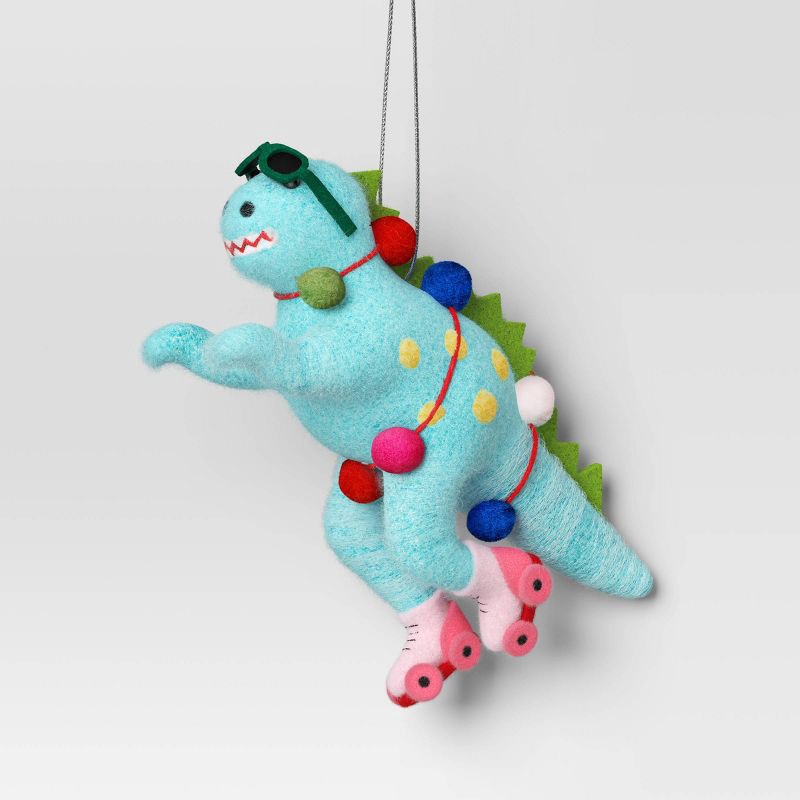 slide 1 of 3, Christmas Felted Wool Dino on Skates Ornament - Wondershop™, 1 ct