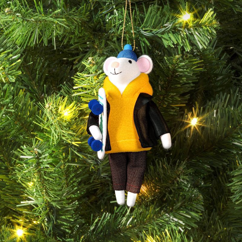 slide 2 of 3, Christmas Felted Wool Skateboarder Mouse Ornament - Wondershop™, 1 ct