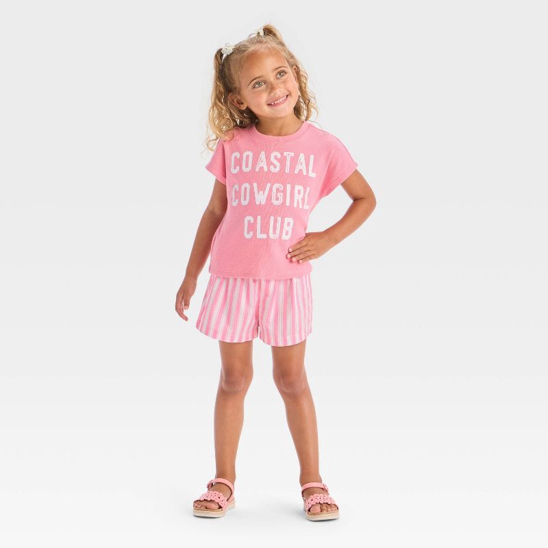 slide 3 of 3, Grayson Mini Toddler Girls' Striped Woven Shorts - Pink 12M, 1 ct
