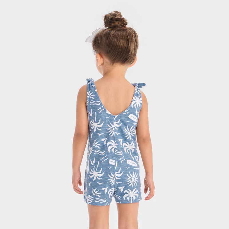 slide 2 of 3, Grayson Mini Toddler Girls' Palm Jumpsuit - Blue 3T, 1 ct