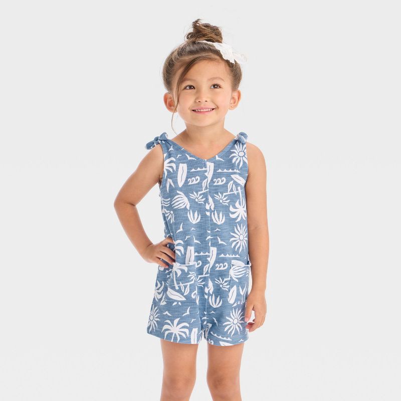slide 1 of 3, Grayson Mini Toddler Girls' Palm Jumpsuit - Blue 3T, 1 ct