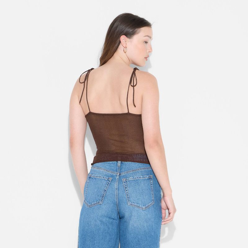 slide 3 of 3, Women's Squareneck Tie-Tank Pullover Sweater - Wild Fable™ Brown M, 1 ct