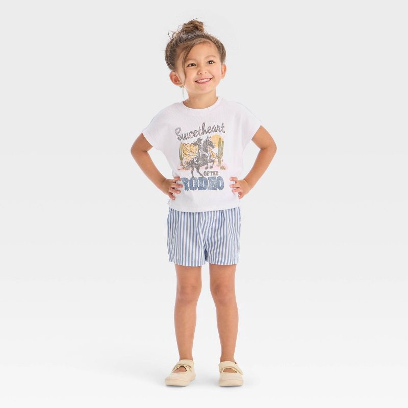 slide 3 of 3, Grayson Mini Toddler Girls' Striped Woven Shorts - Blue 2T, 1 ct