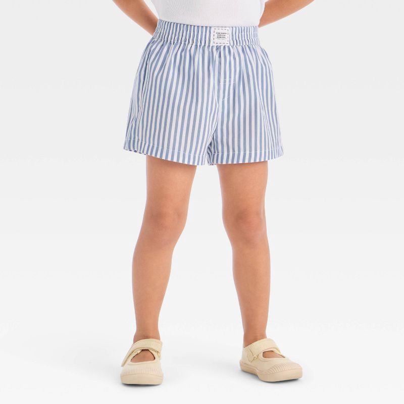 slide 1 of 3, Grayson Mini Toddler Girls' Striped Woven Shorts - Blue 2T, 1 ct