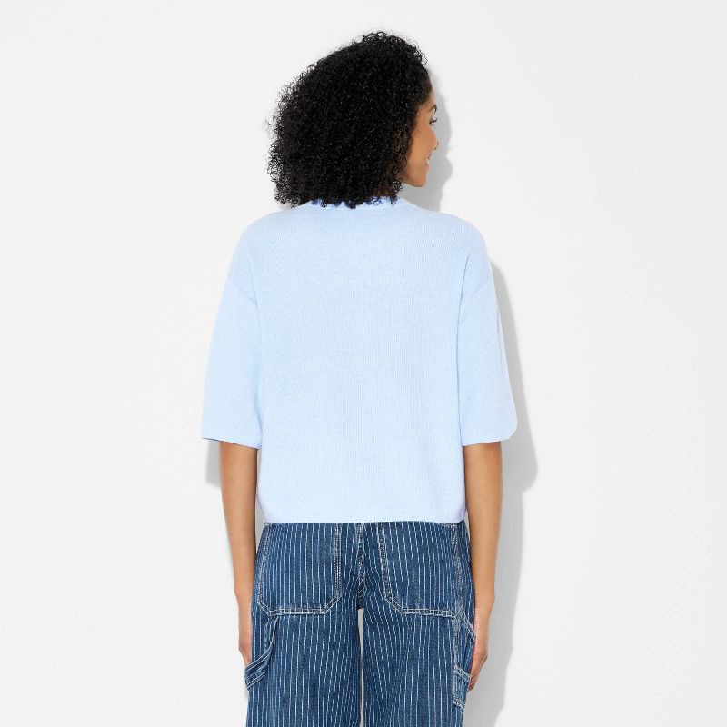 slide 3 of 3, Women's Crewneck Cardigan - Wild Fable™ Blue M, 1 ct