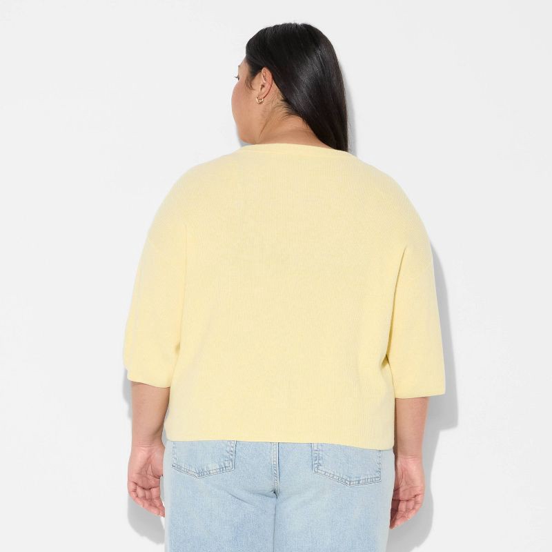 slide 3 of 3, Women's Crewneck Cardigan - Wild Fable™ Yellow XXL, 1 ct