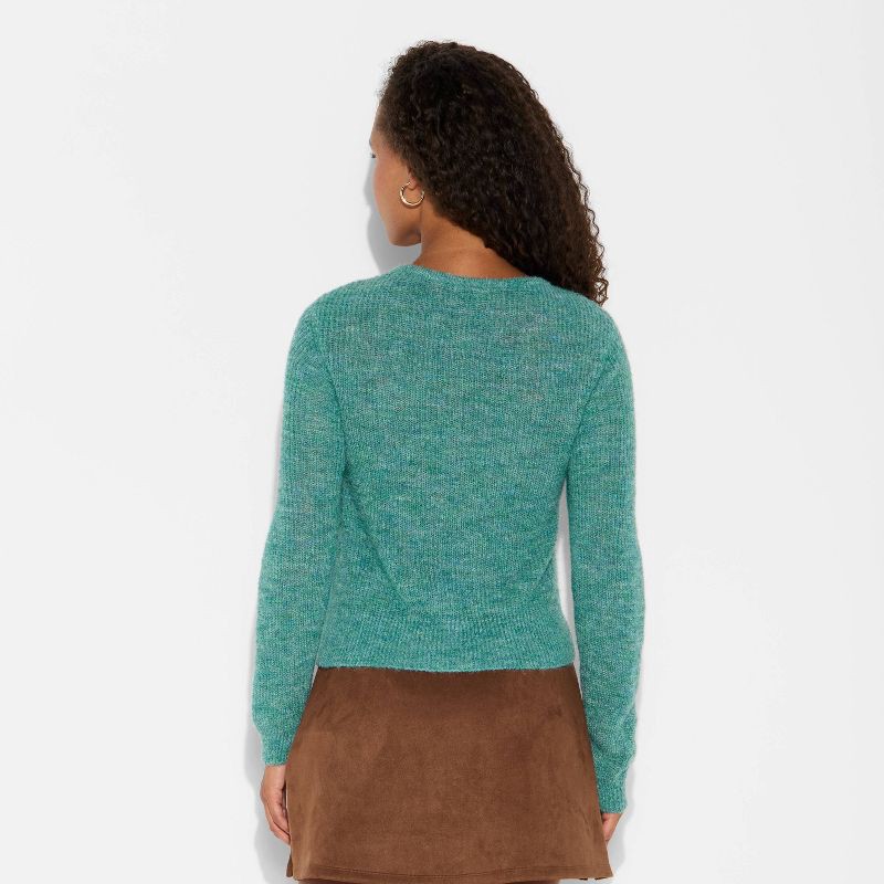 slide 3 of 3, Women's V-Neck Cardigan - Wild Fable™ Green M, 1 ct