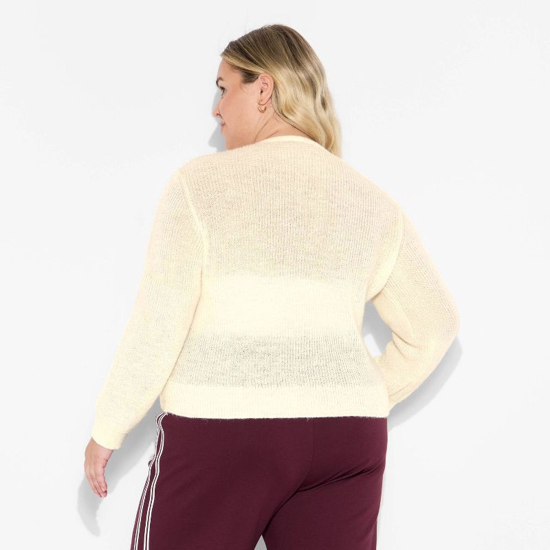 slide 2 of 3, Women's V-Neck Cardigan - Wild Fable™ Cream XXL, 1 ct