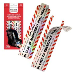 ROTH ID TAG Emergency Identification Kit - Black/Silver/Red - 2pk: Compatible With Strollers, Baby Car Seat Accessories