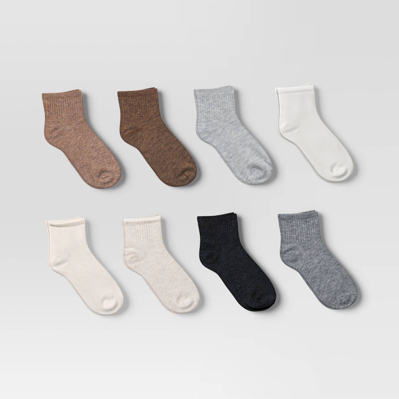slide 1 of 3, Women's Ribbed 8pk Ankle Socks - Dealworthy™ Assorted Colors 4-10, 8 ct