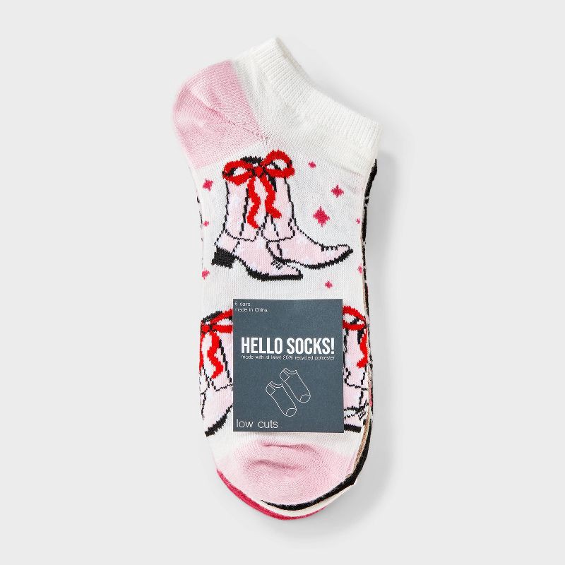 slide 2 of 3, Women's Western Bows 6pk Low Cut Socks - Assorted Colors 4-10, 6 ct