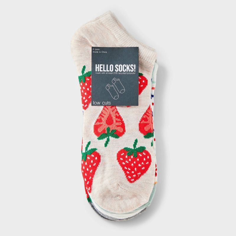 slide 2 of 3, Women's Fruit 6pk Low Cut Socks - Assorted Colors 4-10, 6 ct