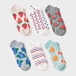 Women's Fruit 6pk Low Cut Socks - Assorted Colors 4-10