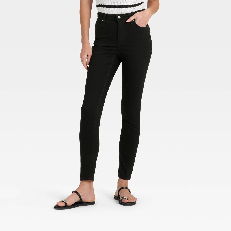 slide 1 of 5, Women's High-Rise Skinny Jeans - Universal Thread™ Black Wash 2, 1 ct
