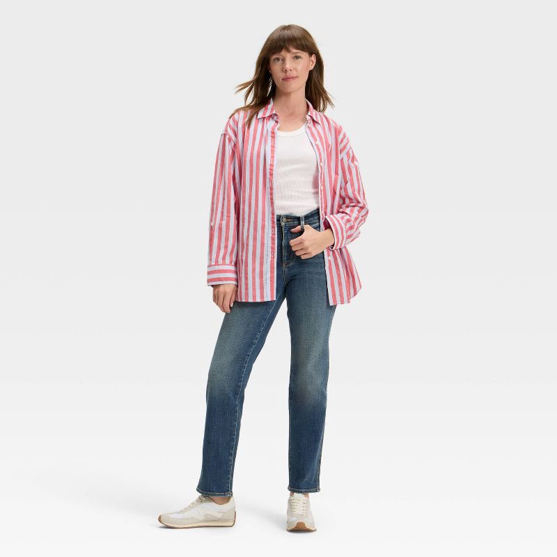 slide 3 of 5, Women's High-Rise Straight Jeans - Universal Thread™ Dark Wash 14, 1 ct