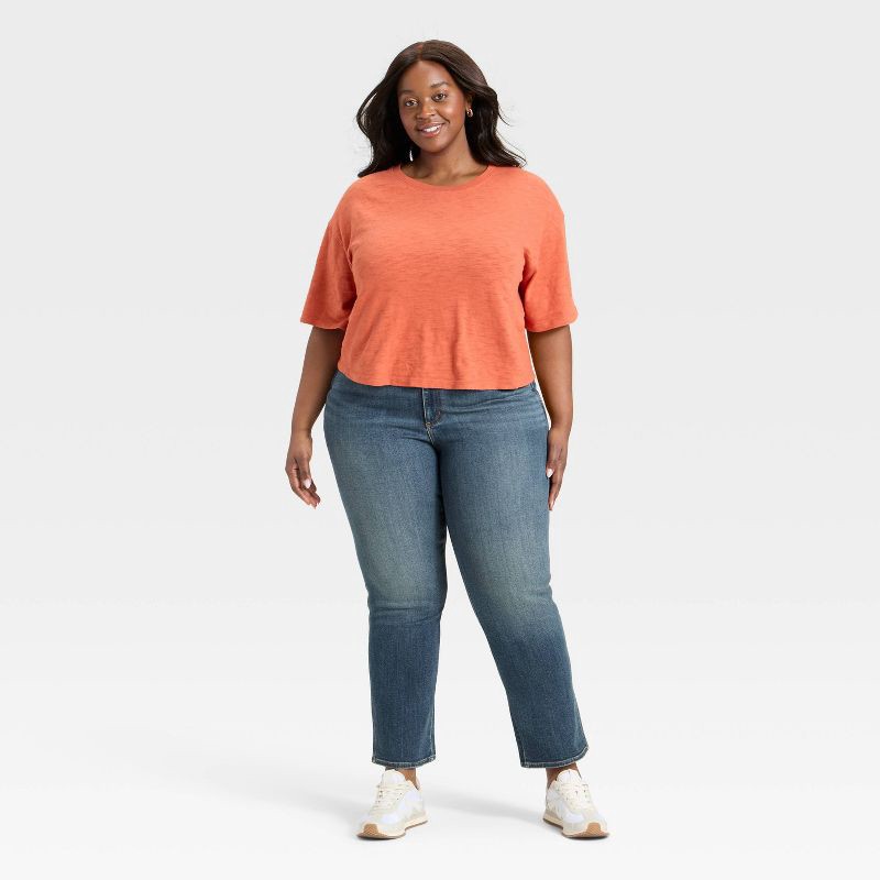 slide 3 of 5, Women's High-Rise Straight Jeans - Universal Thread™ Dark Wash 17, 1 ct