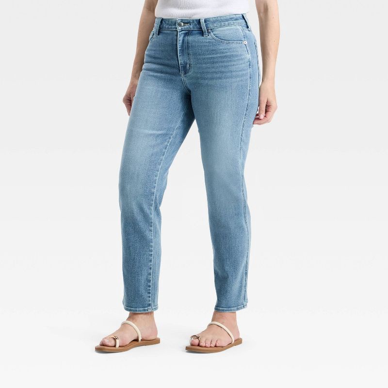 slide 4 of 5, Women's High-Rise Straight Jeans - Universal Thread™ Light Wash 6, 1 ct