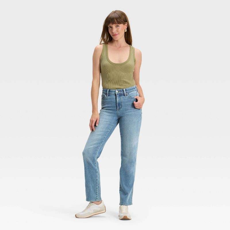 slide 3 of 5, Women's High-Rise Straight Jeans - Universal Thread™ Light Wash 10, 1 ct